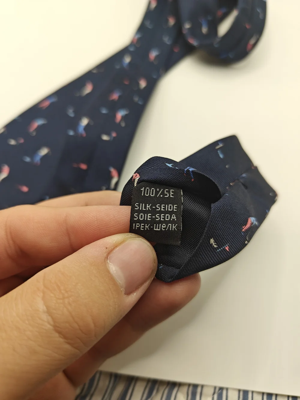 NWT Lazyjack Press Silk Tie Foreplay Golfer Swing Novelty Navy Blue Pink Italy